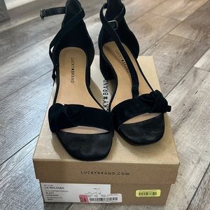 Black suede heel